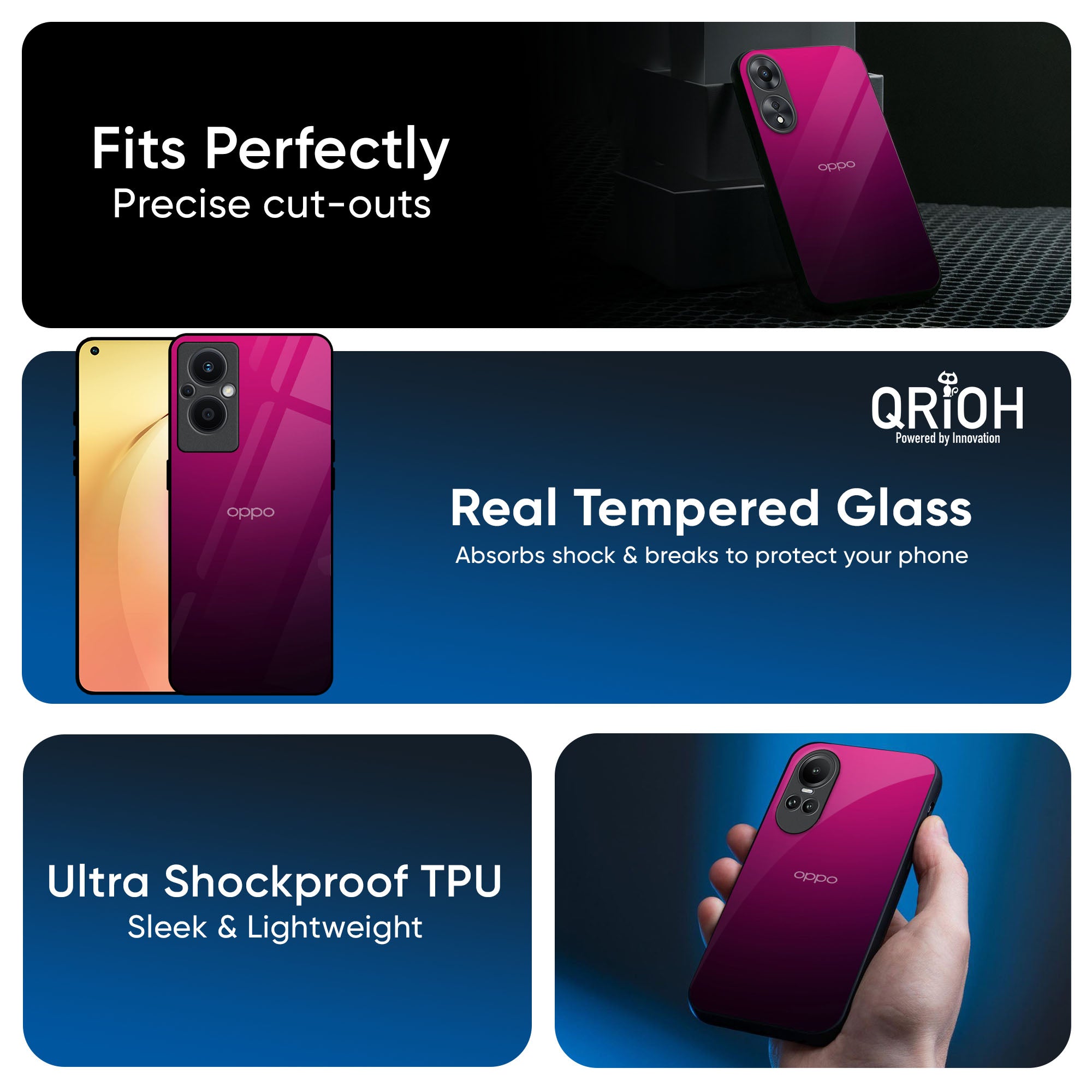Purple Ombre Pattern Glass Case for OPPO A3 Pro 5G