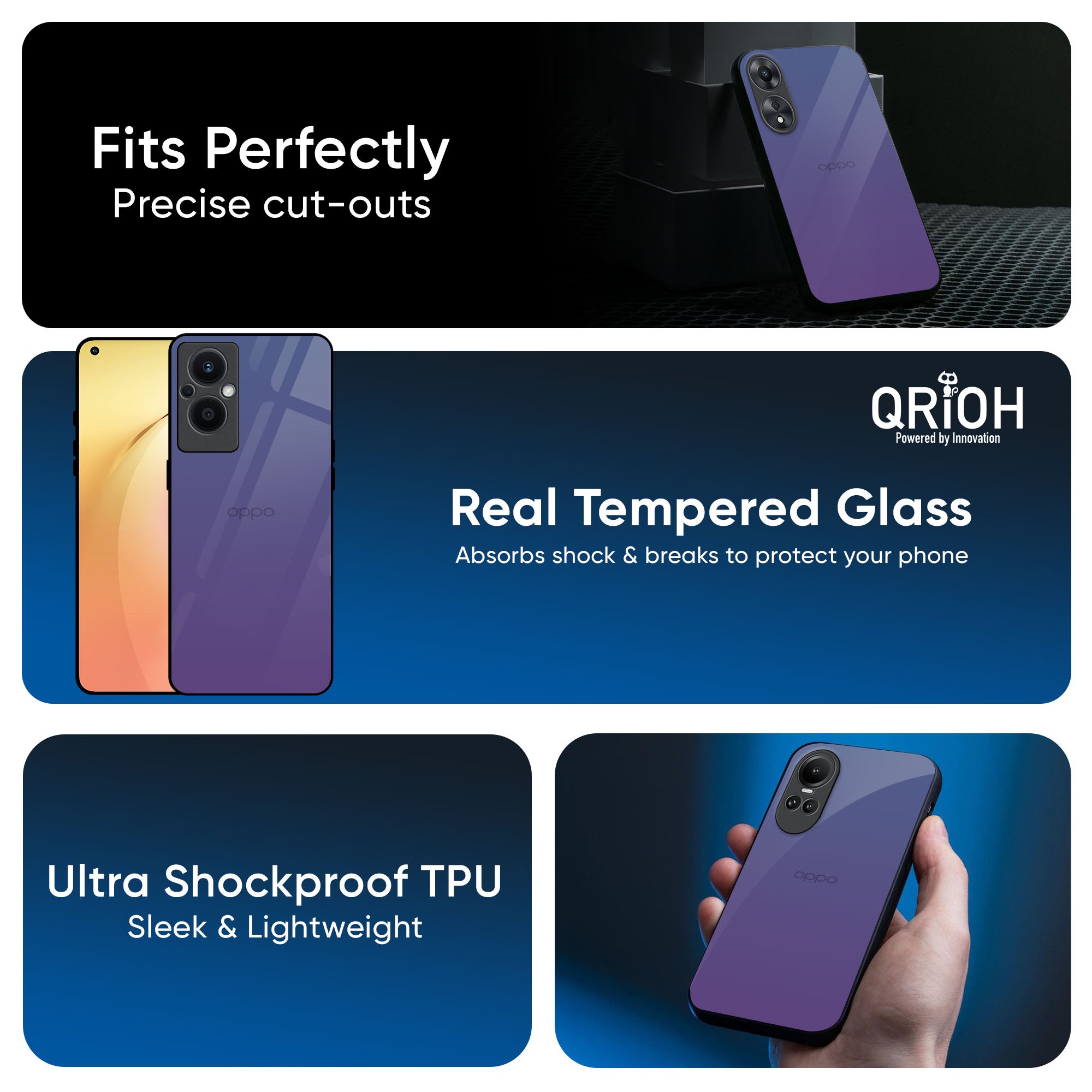 Indigo Pastel Glass Case For OPPO A3 Pro 5G