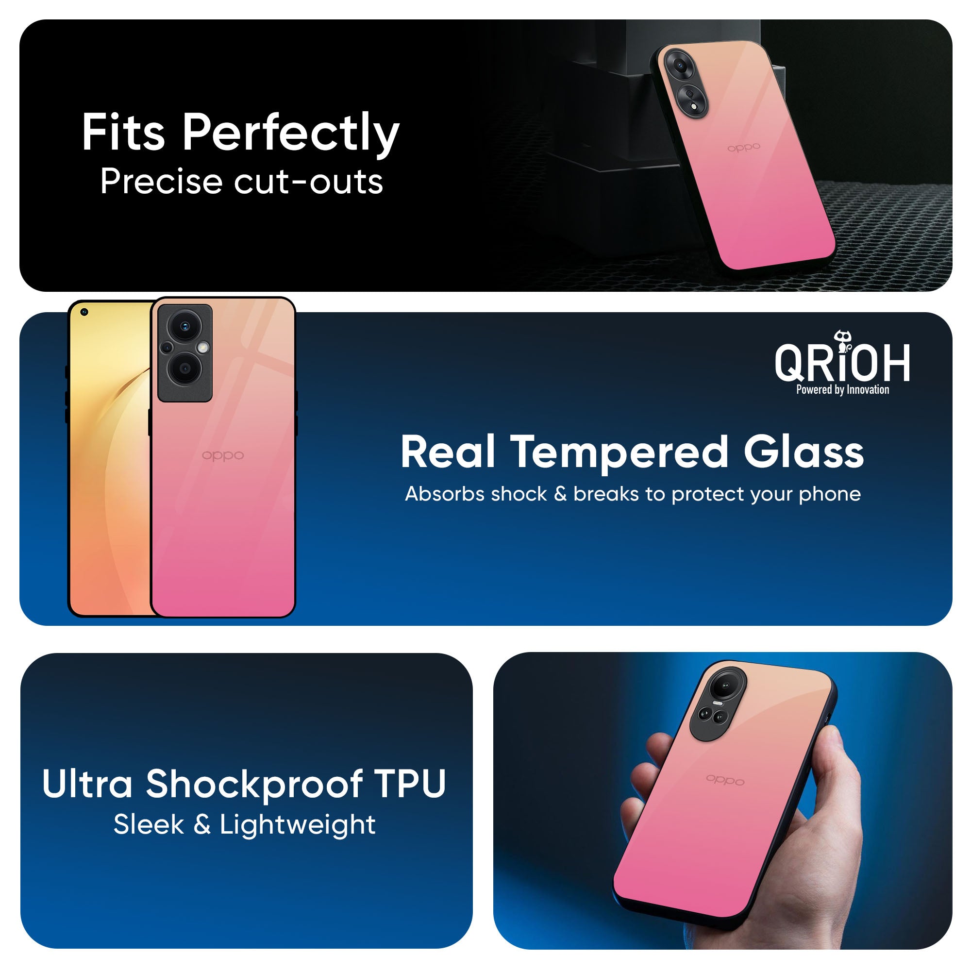 Pastel Pink Gradient Glass Case For OPPO A3 Pro 5G