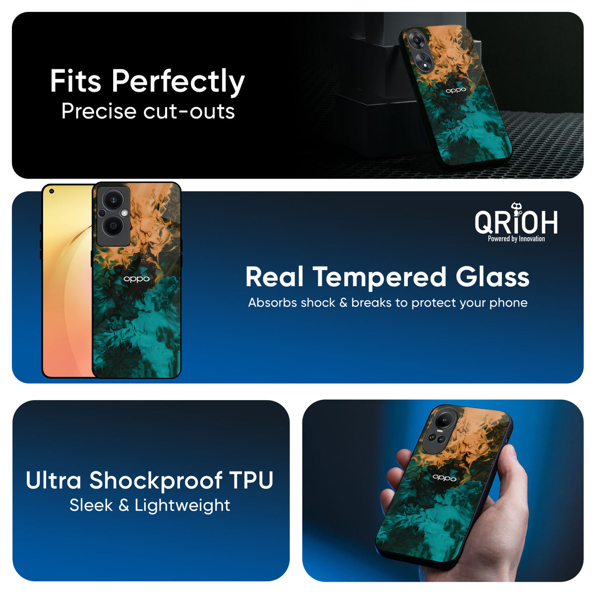 Watercolor Wave Glass Case for OPPO A3 Pro 5G