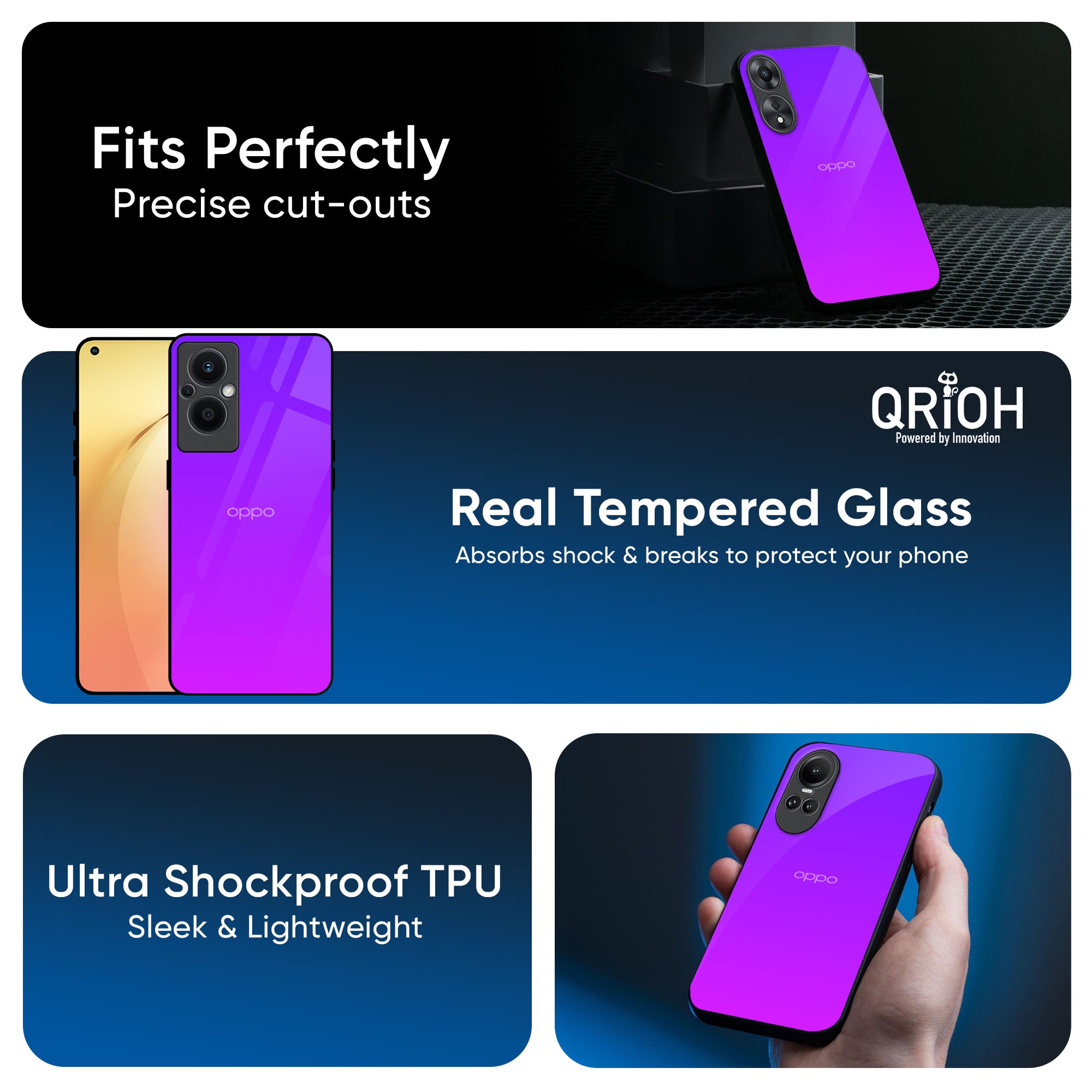 Purple Pink Glass Case for OPPO A3 Pro 5G