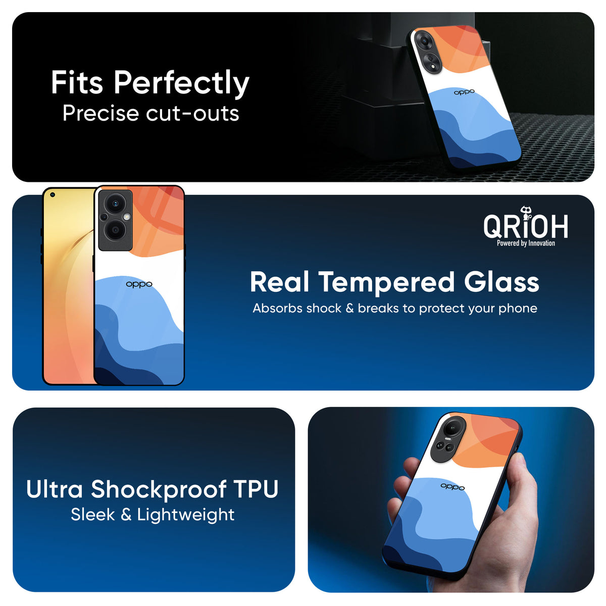 Wavy Color Pattern Glass Case for OPPO A3 Pro 5G