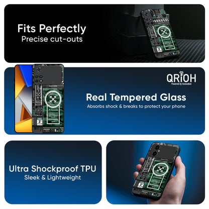 Green Camo Circuit Glass Case for Poco M2 Pro