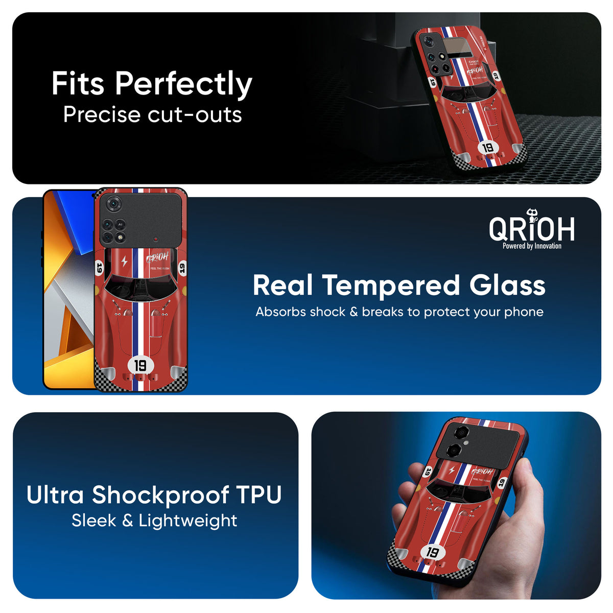 Racing Vintage Glass Case for Poco M3 Pro