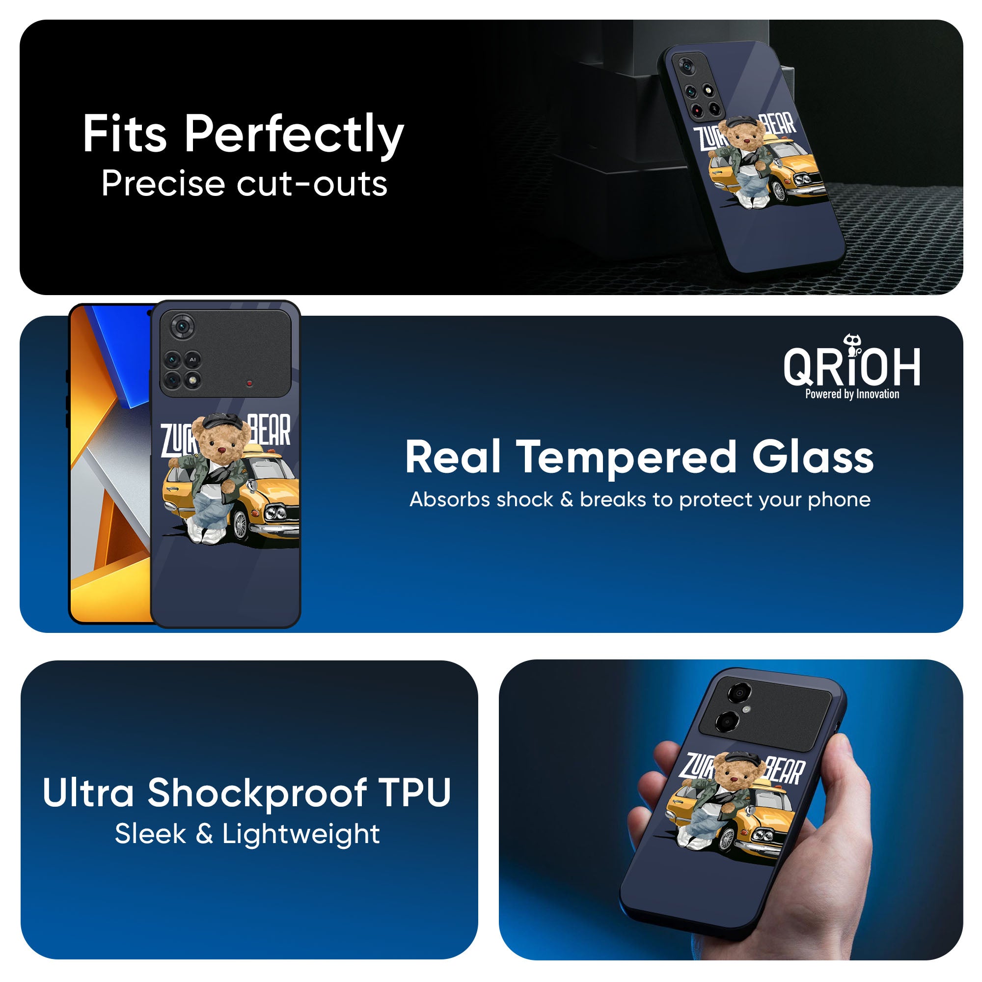 Adventurous Bear Glass Case for Poco F4 5G