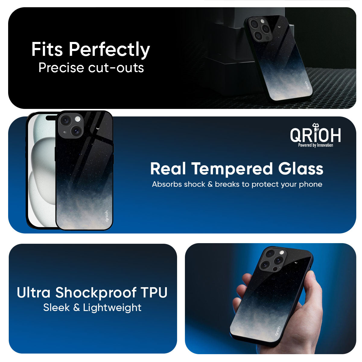 Black Aura Glass Case for iPhone 17