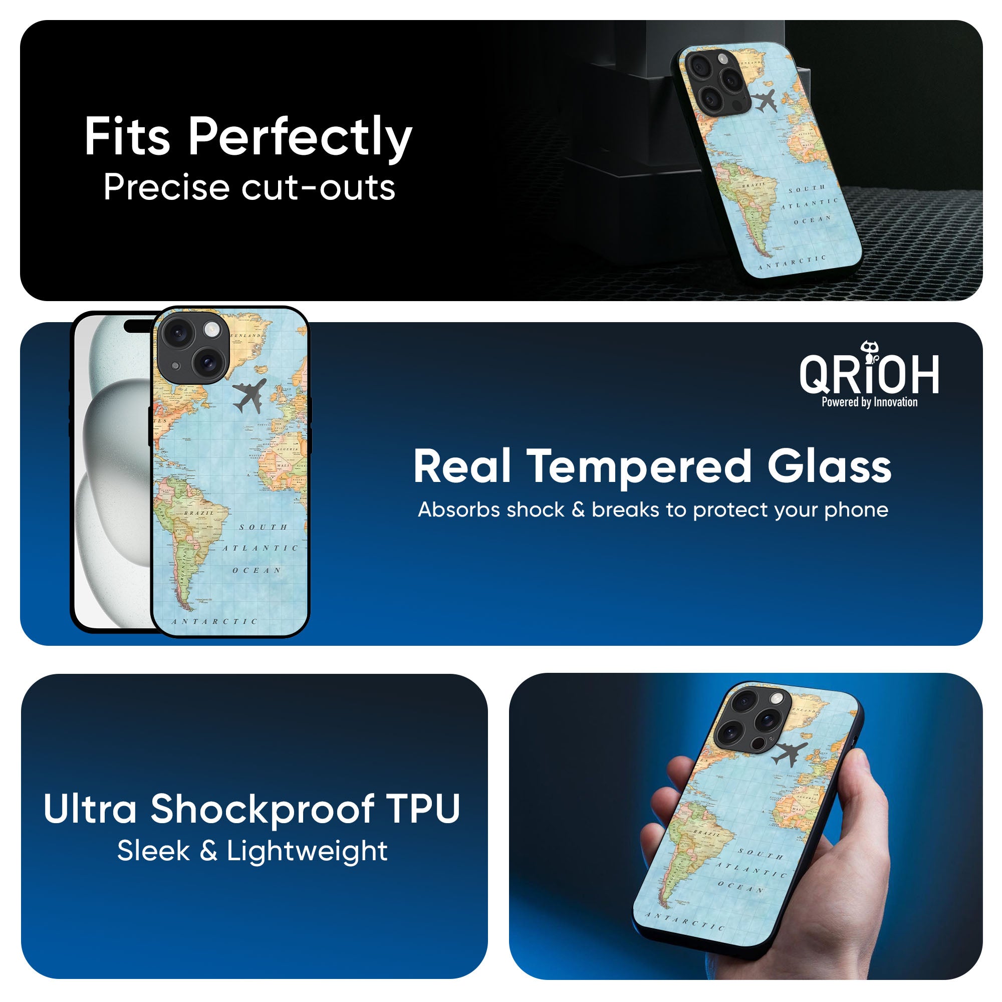 Travel Map Glass Case for iPhone 17