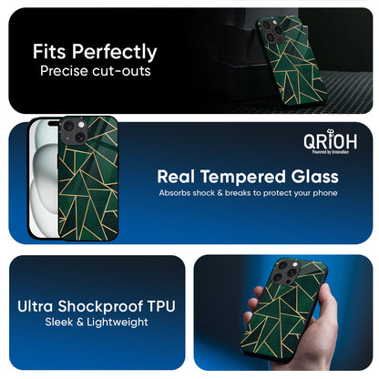 Abstract Green Glass Case For iPhone 17