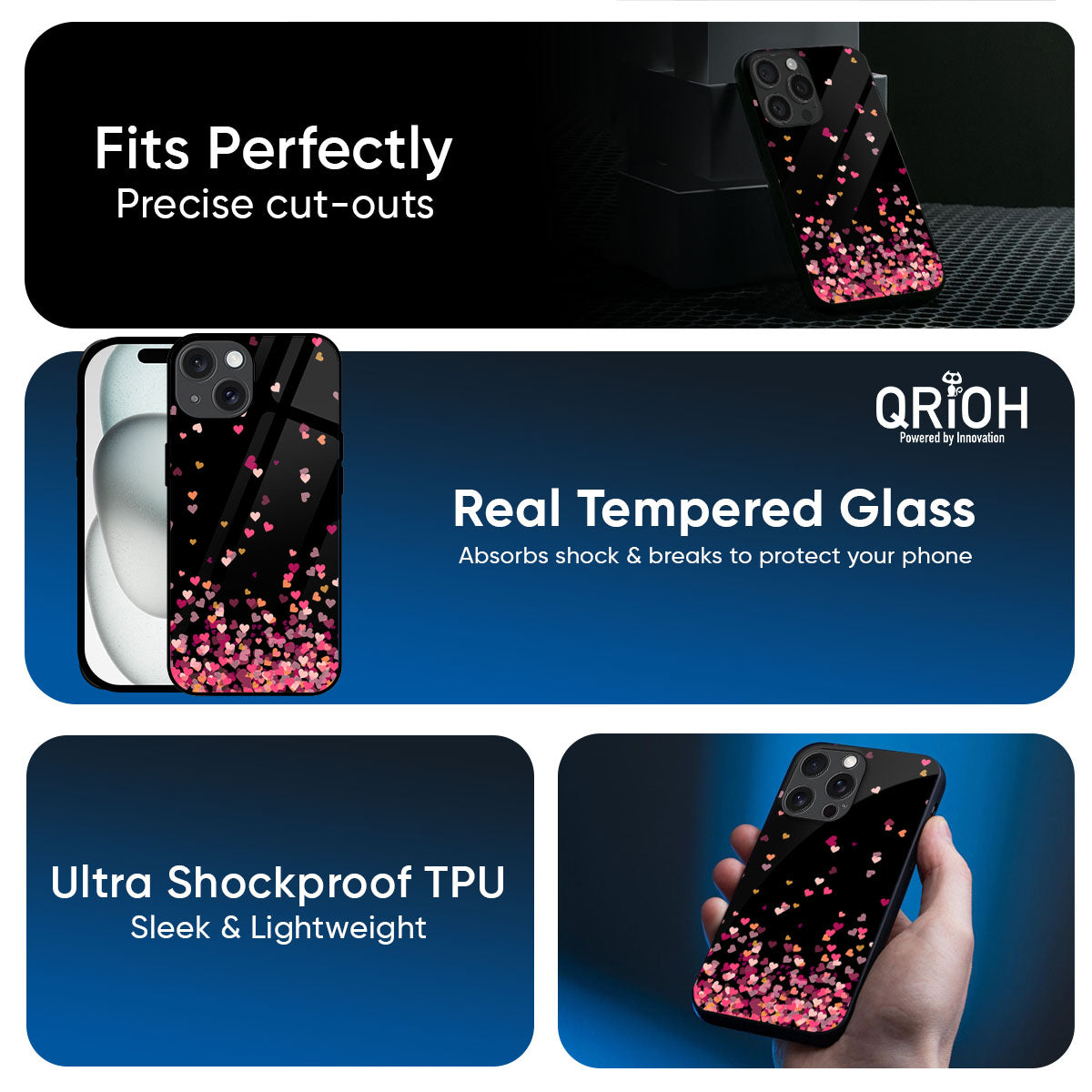 Heart Rain Fall Glass Case For iPhone 17 Air