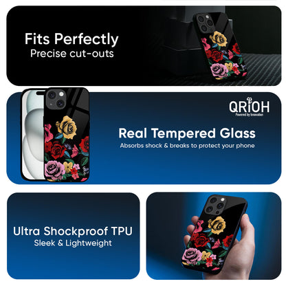 Floral Decorative Glass Case For iPhone 17