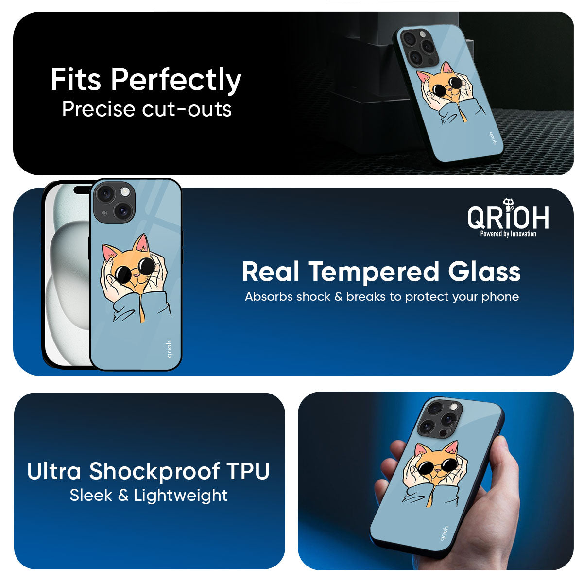 Adorable Cute Kitty Glass Case For iPhone 17 Pro