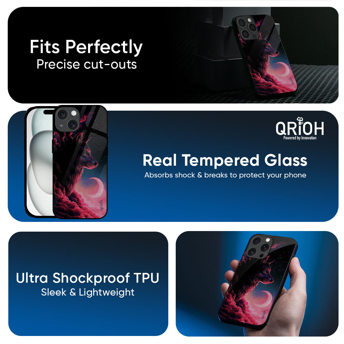 Moon Wolf Glass Case for iPhone 17