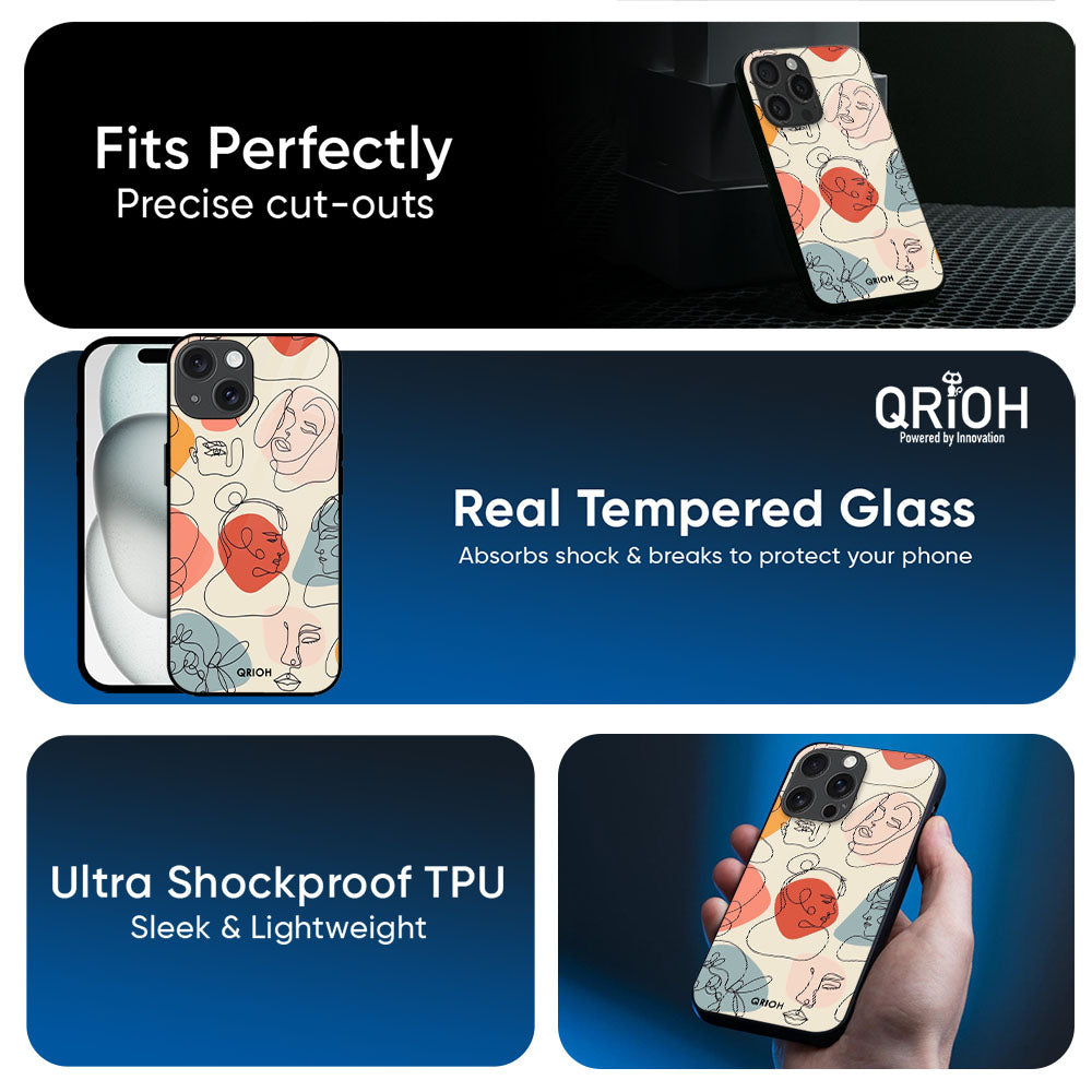 Abstract Faces Glass Case for Apple iPhone 17e