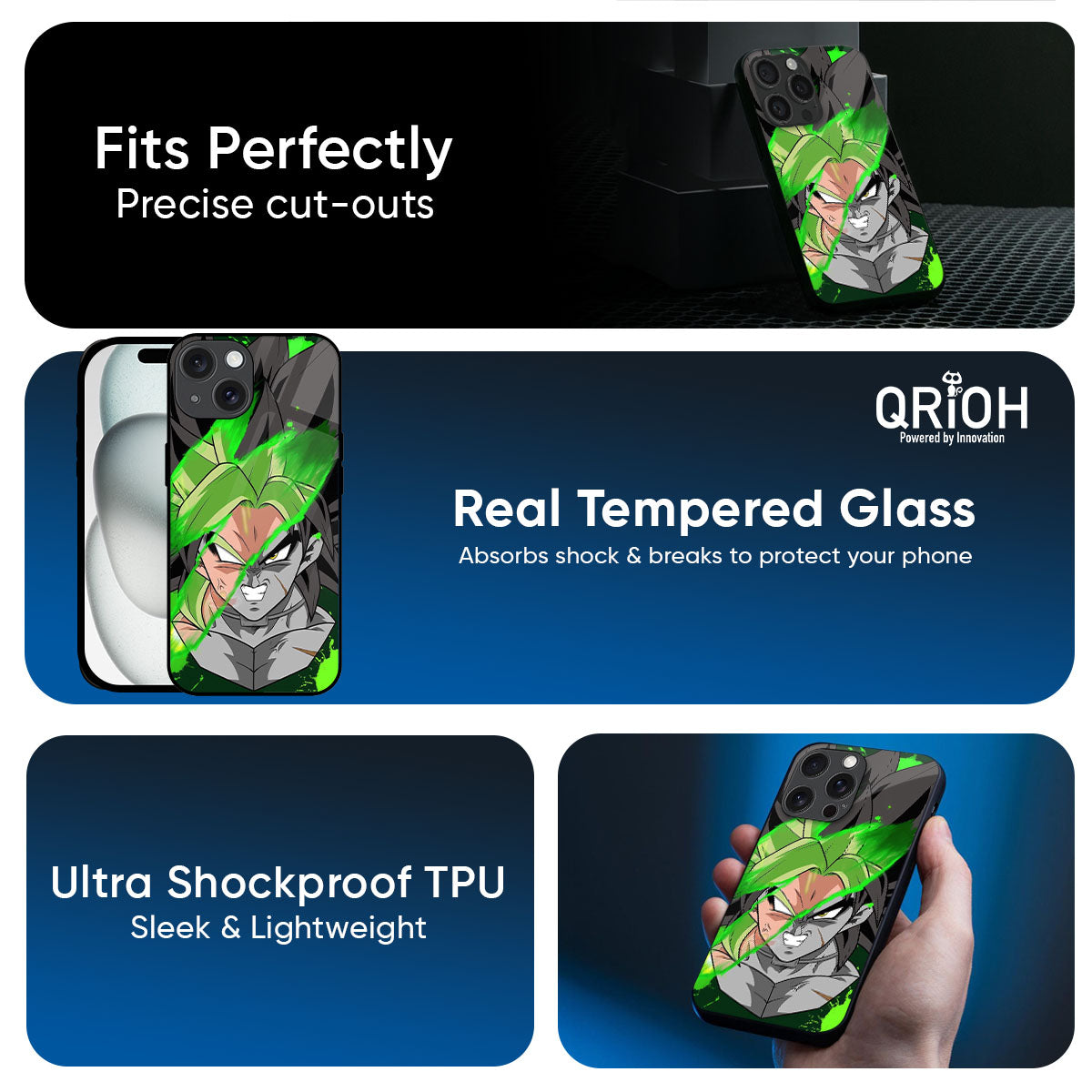 Anime Green Splash Glass Case for iPhone 17 Air