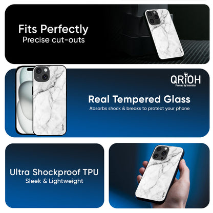 Modern White Marble Glass Case for iPhone 17 Air