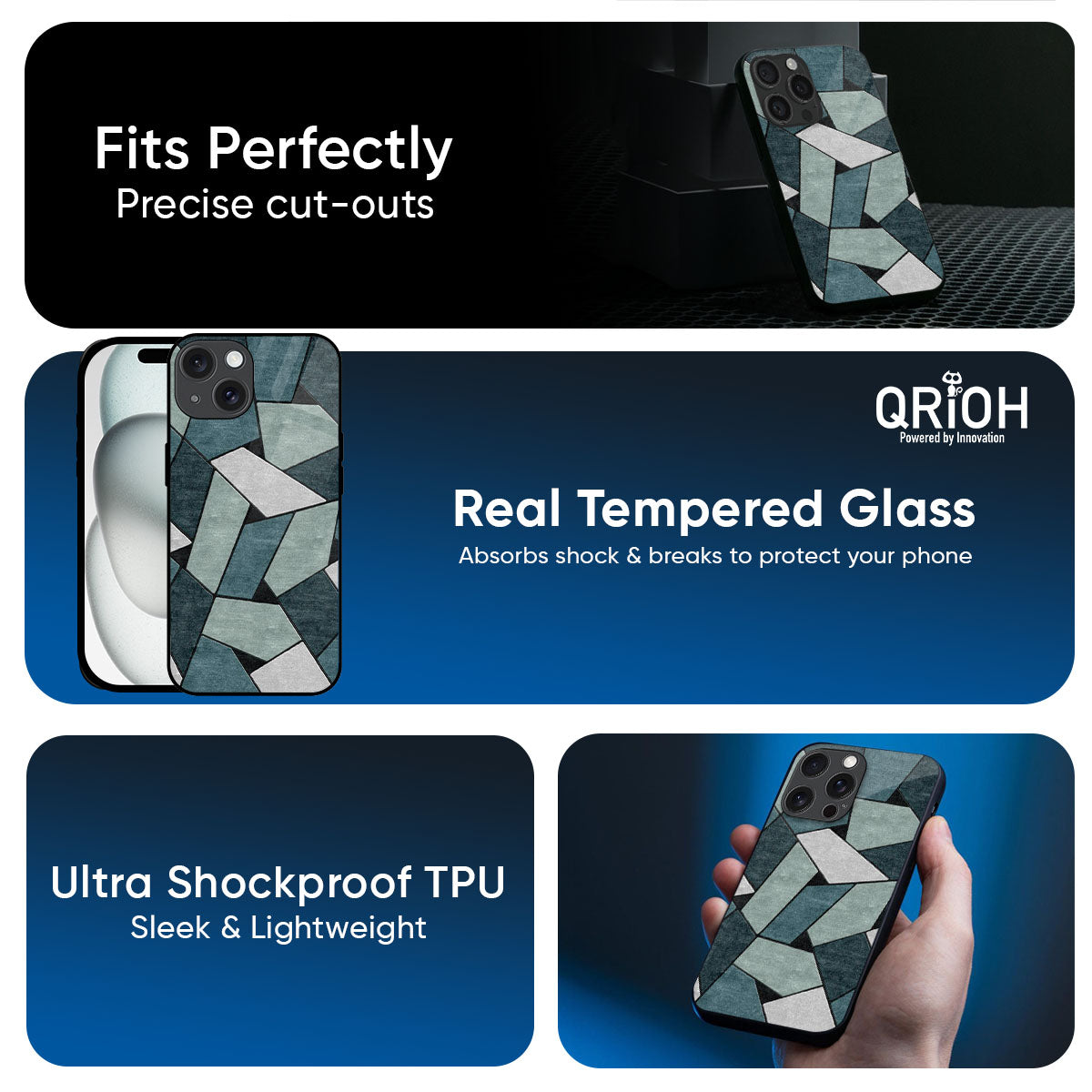 Abstact Tiles Glass Case for iPhone 17