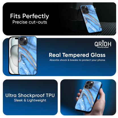 Vibrant Blue Marble Glass Case for iPhone 17