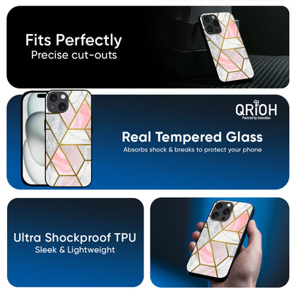 Geometrical Marble Glass Case for iPhone 17