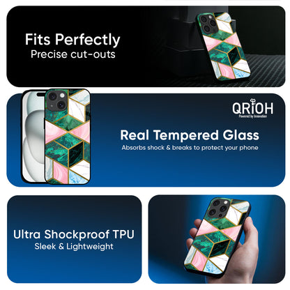 Seamless Green Marble Glass Case for iPhone 17