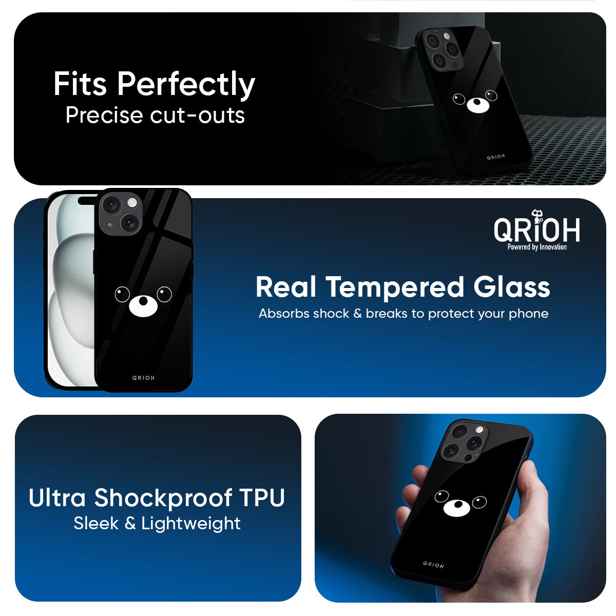 Cute Bear Glass Case for iPhone 17 Pro Max