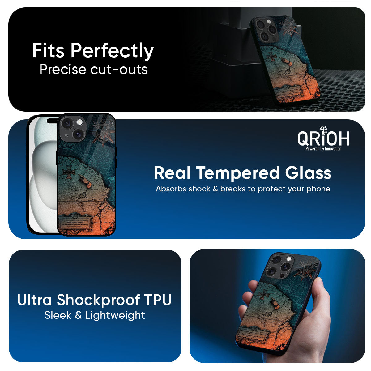 Geographical Map Glass Case for iPhone 17