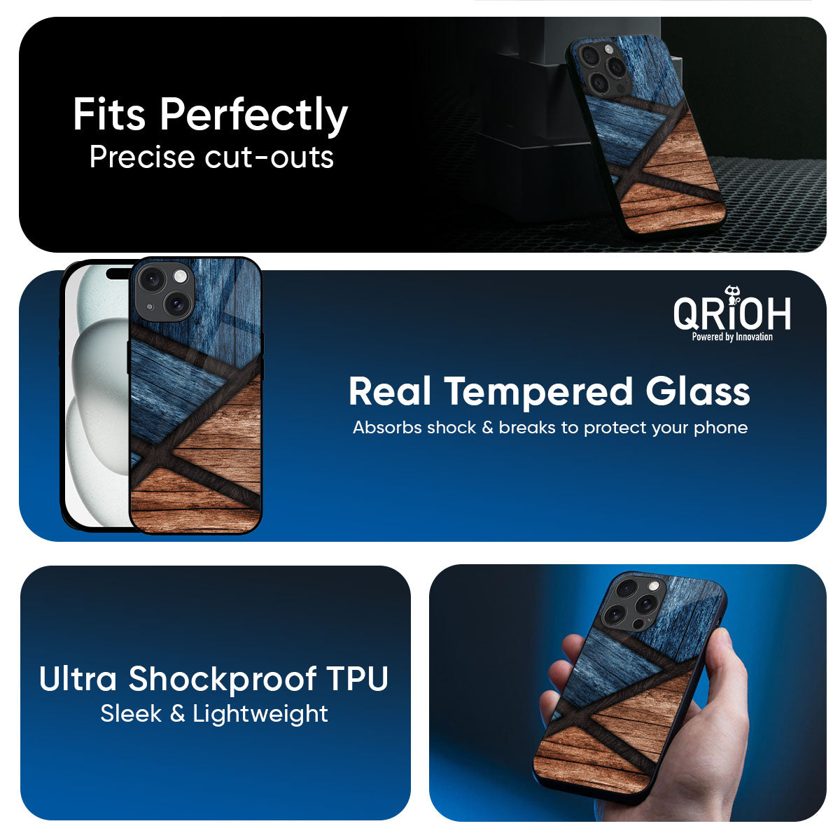 Wooden Tiles Glass Case for iPhone 17