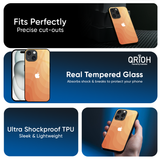 Orange Curve Pattern Glass Case for Apple iPhone 16e