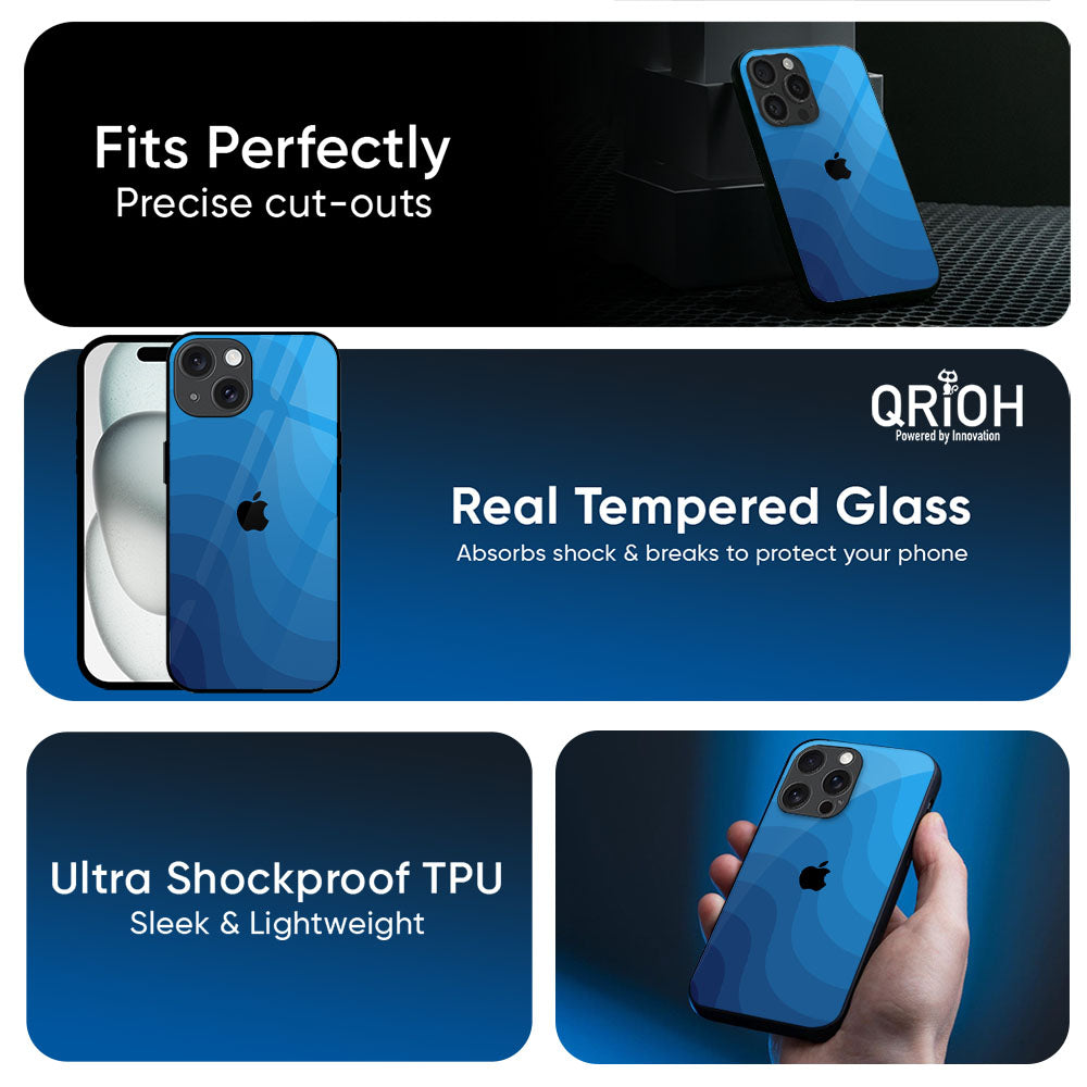 Blue Wave Abstract Glass Case for Apple iPhone 17e