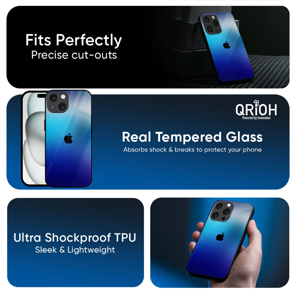 Blue Rhombus Pattern Glass Case for Apple iPhone 17e