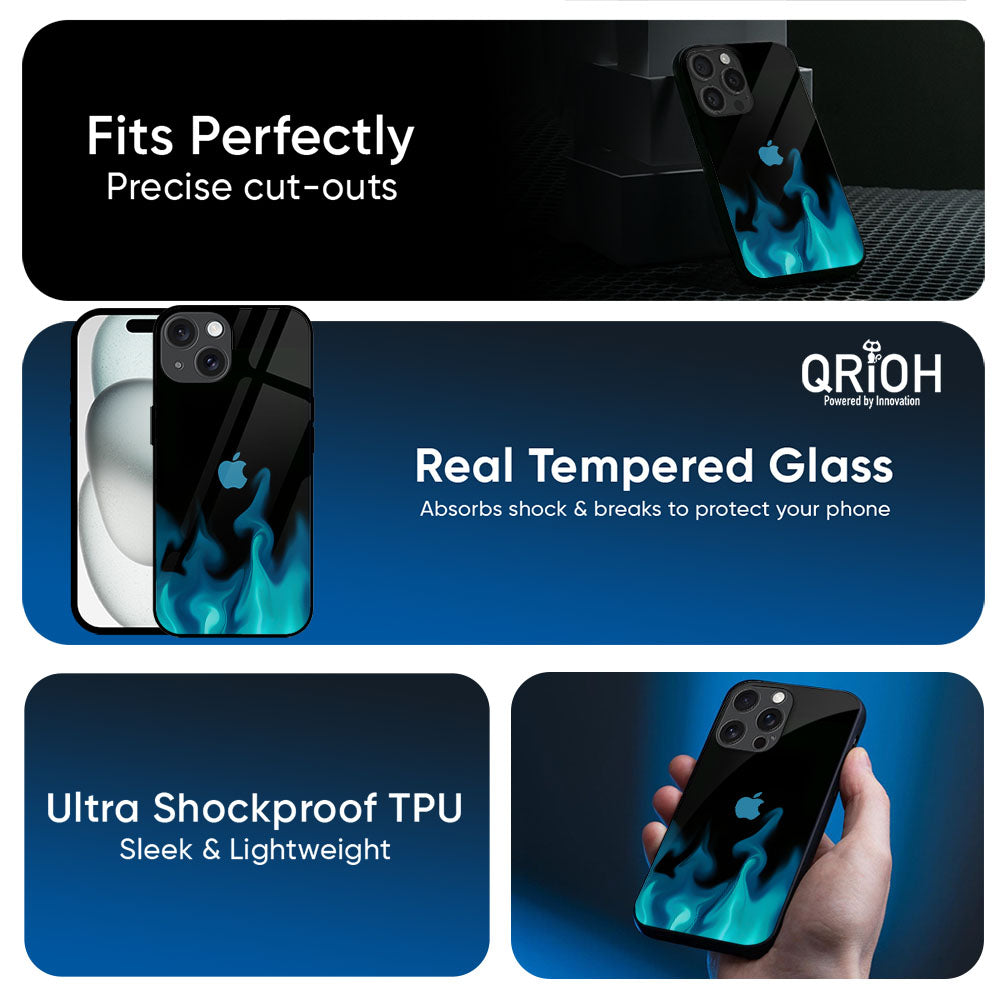 Teal Flames Glass Case for Apple iPhone 17e