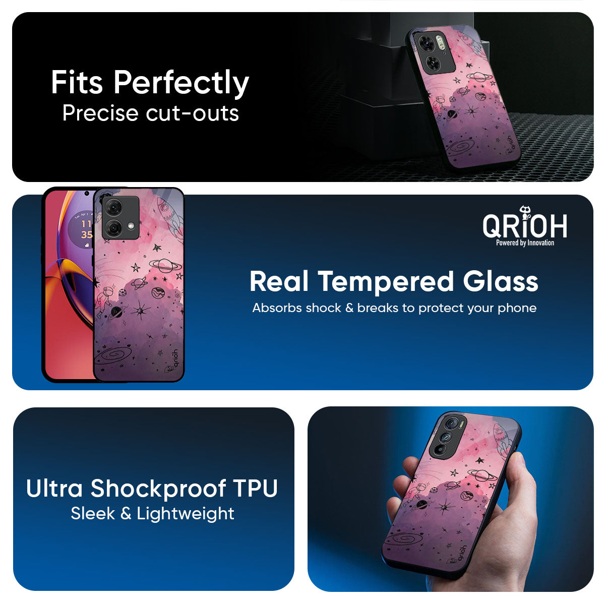 Space Doodles Glass Case for Motorola Edge G57 Power