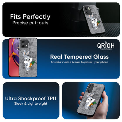 Cute Baby Bunny Glass Case for Motorola Edge 50 Fusion 5G