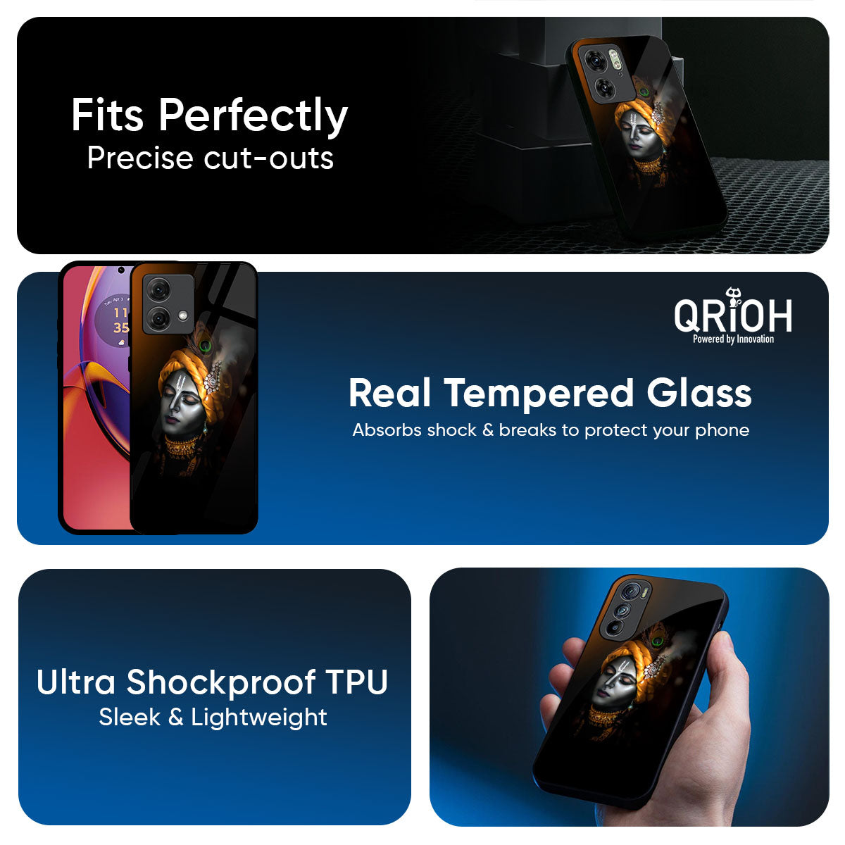 Ombre Krishna Glass Case for Motorola Edge G57 Power