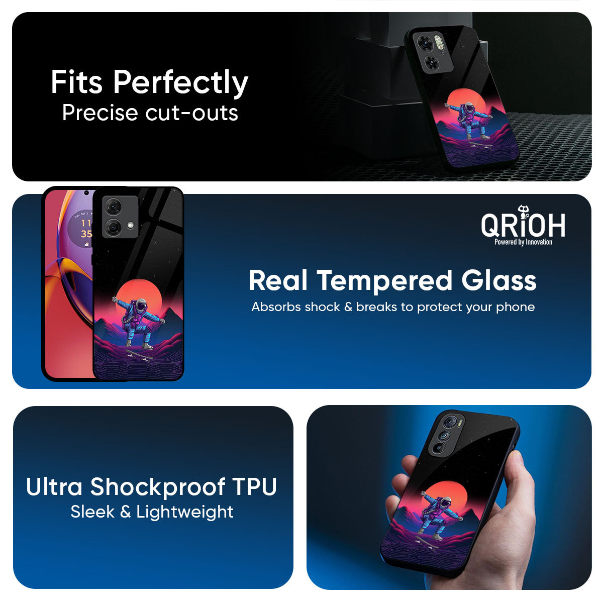Retro Astronaut Glass Case for Motorola Edge 60 Fusion 5G