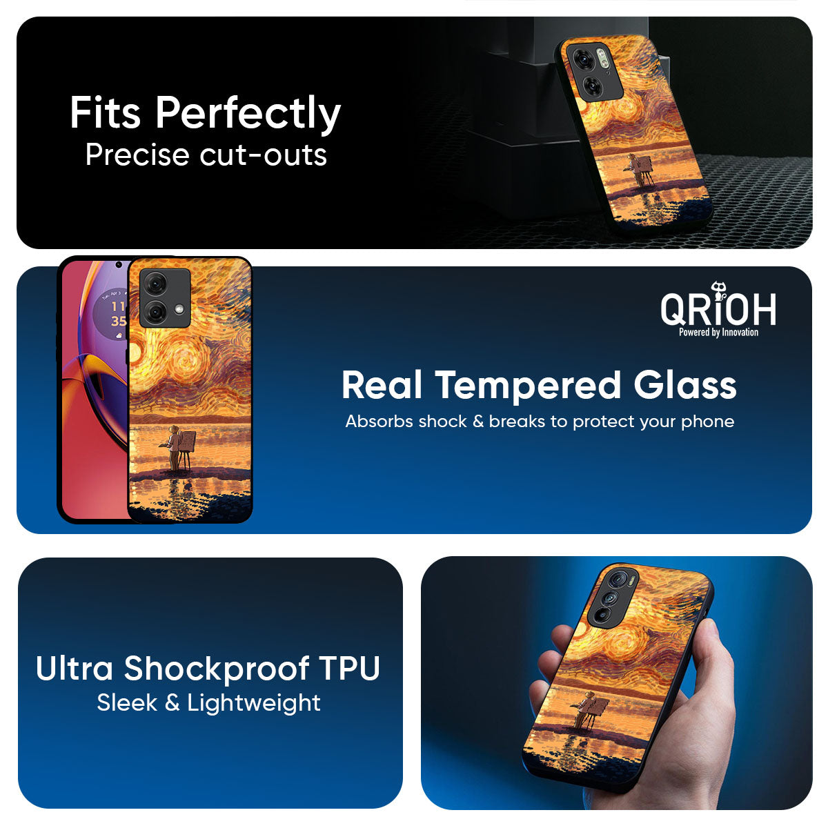 Sunset Vincent Glass Case for Motorola Edge G57 Power
