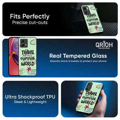 Travel Stamps Glass Case for Motorola Edge G67 Power