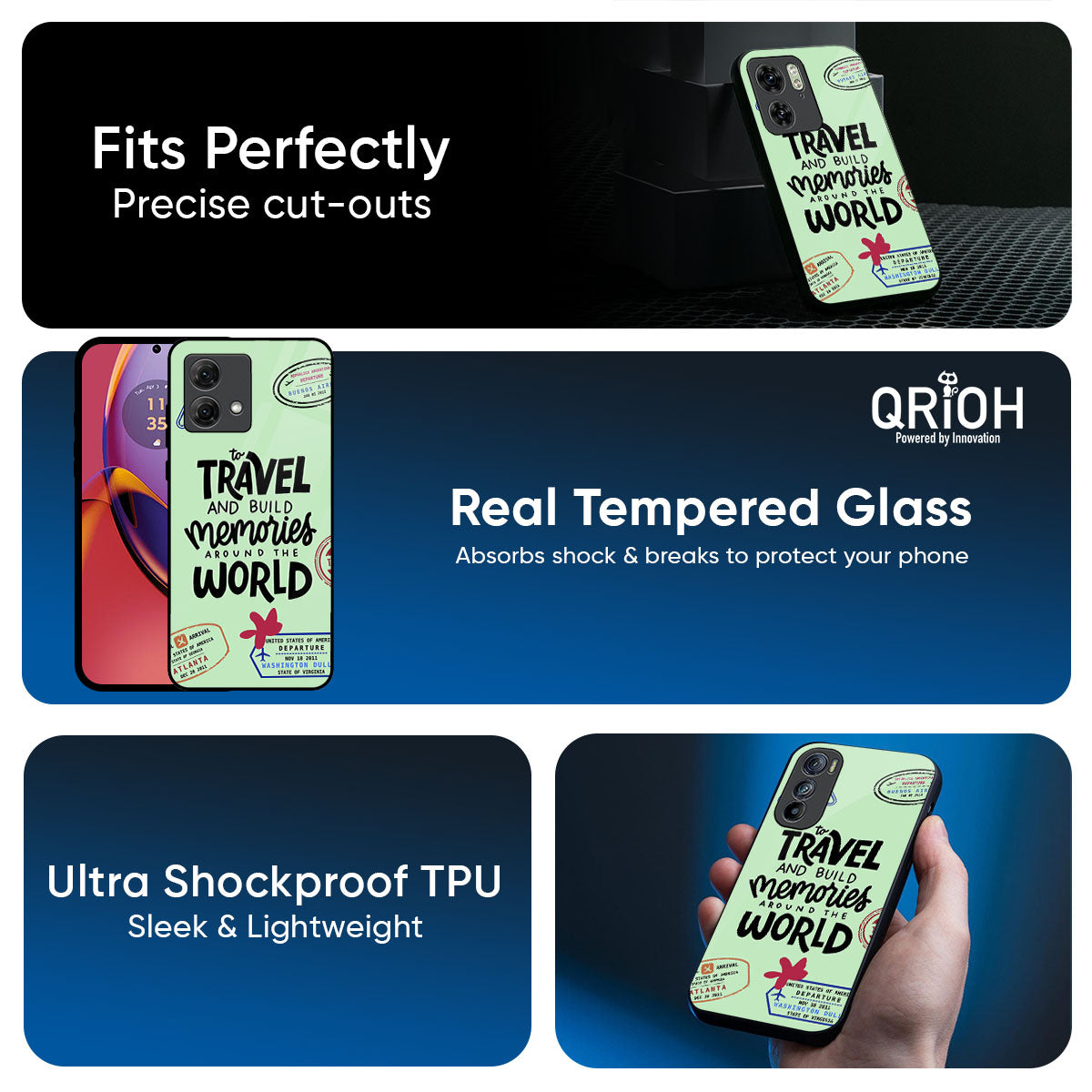Travel Stamps Glass Case for Motorola Edge 70 Pro 5G