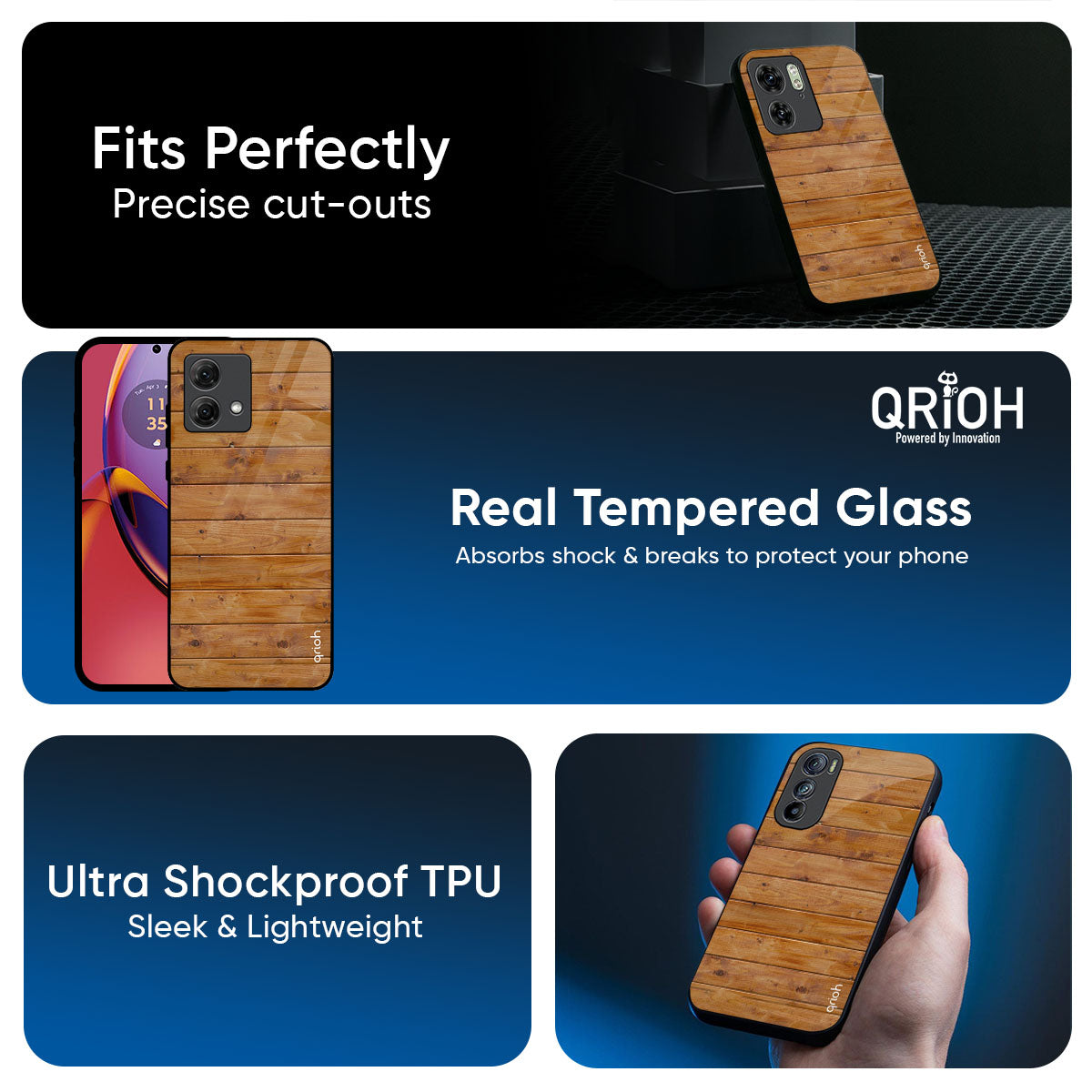 Timberwood Glass Case for Motorola G75 5G