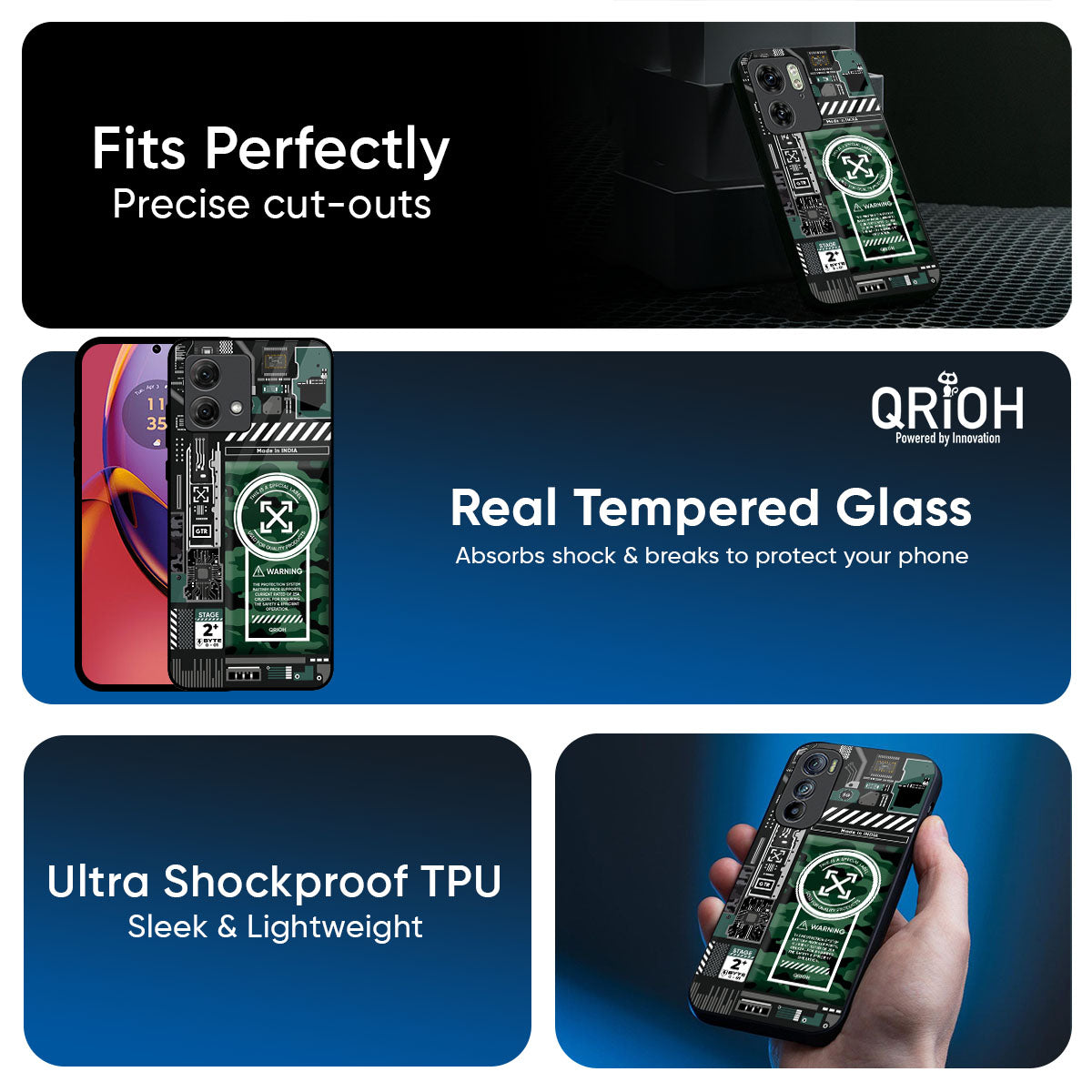 Green Camo Circuit Glass Case for Motorola Edge 60 Fusion 5G