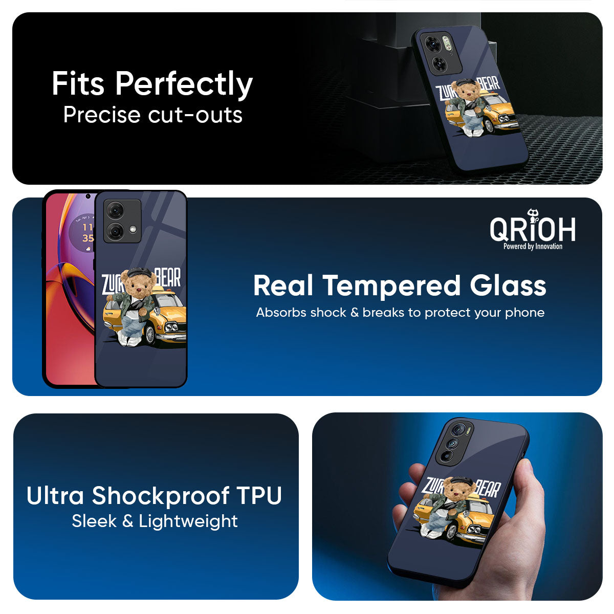 Adventurous Bear Glass Case for Motorola Edge 60 Pro