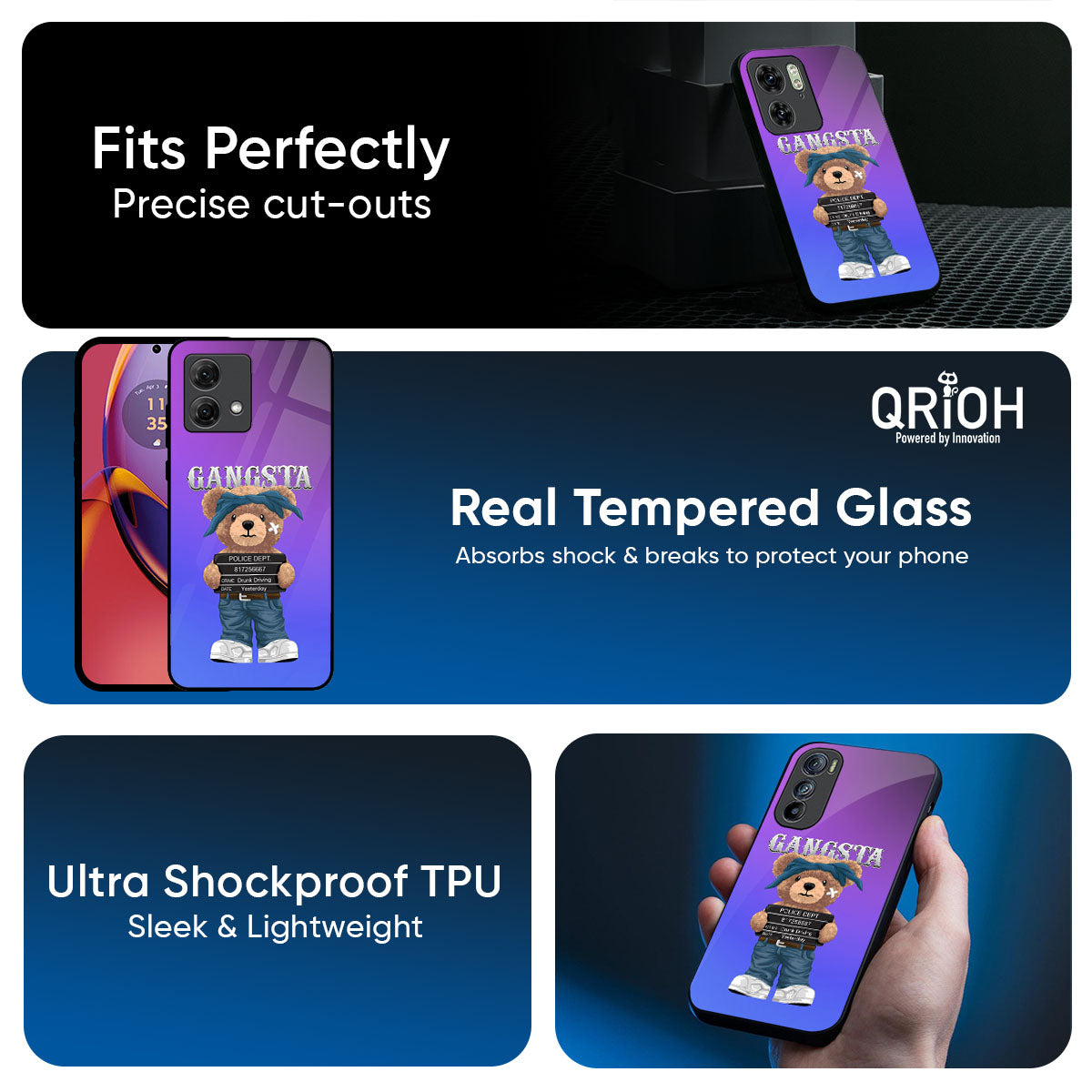 Gangsta Bear Glass Case for Motorola G05