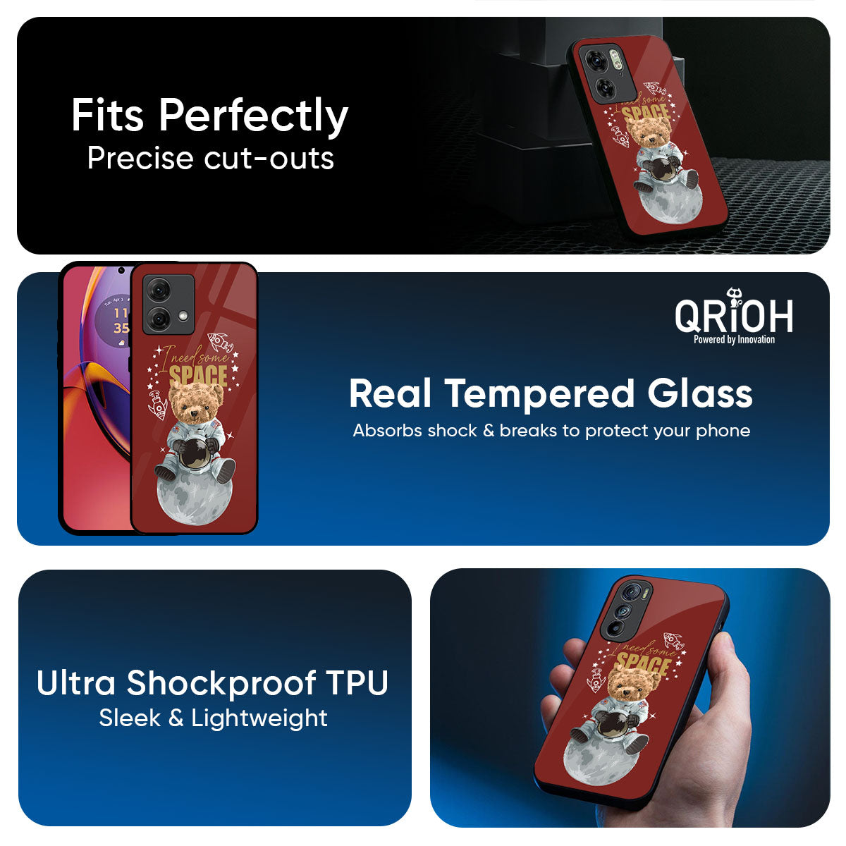 Astronaut Bear Glass Case for Motorola Edge 60 Pro