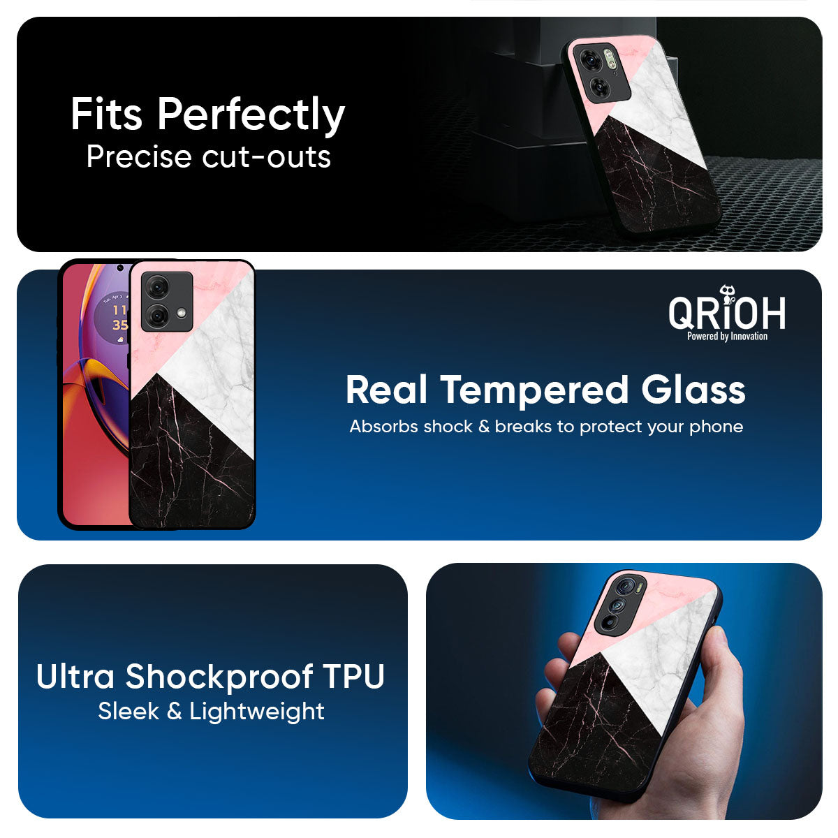 Marble Collage Art Glass Case For Motorola Edge 60 Pro