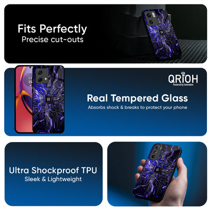 Techno Color Pattern Glass Case For Motorola G05