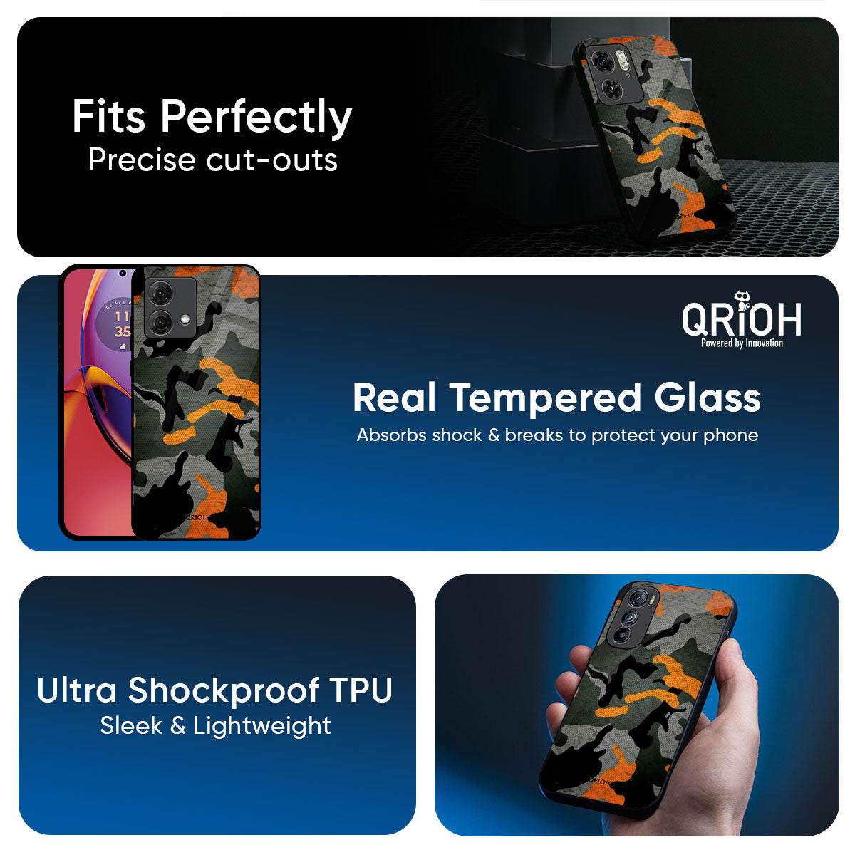 Camouflage Orange Glass Case For Motorola Edge 70 5G