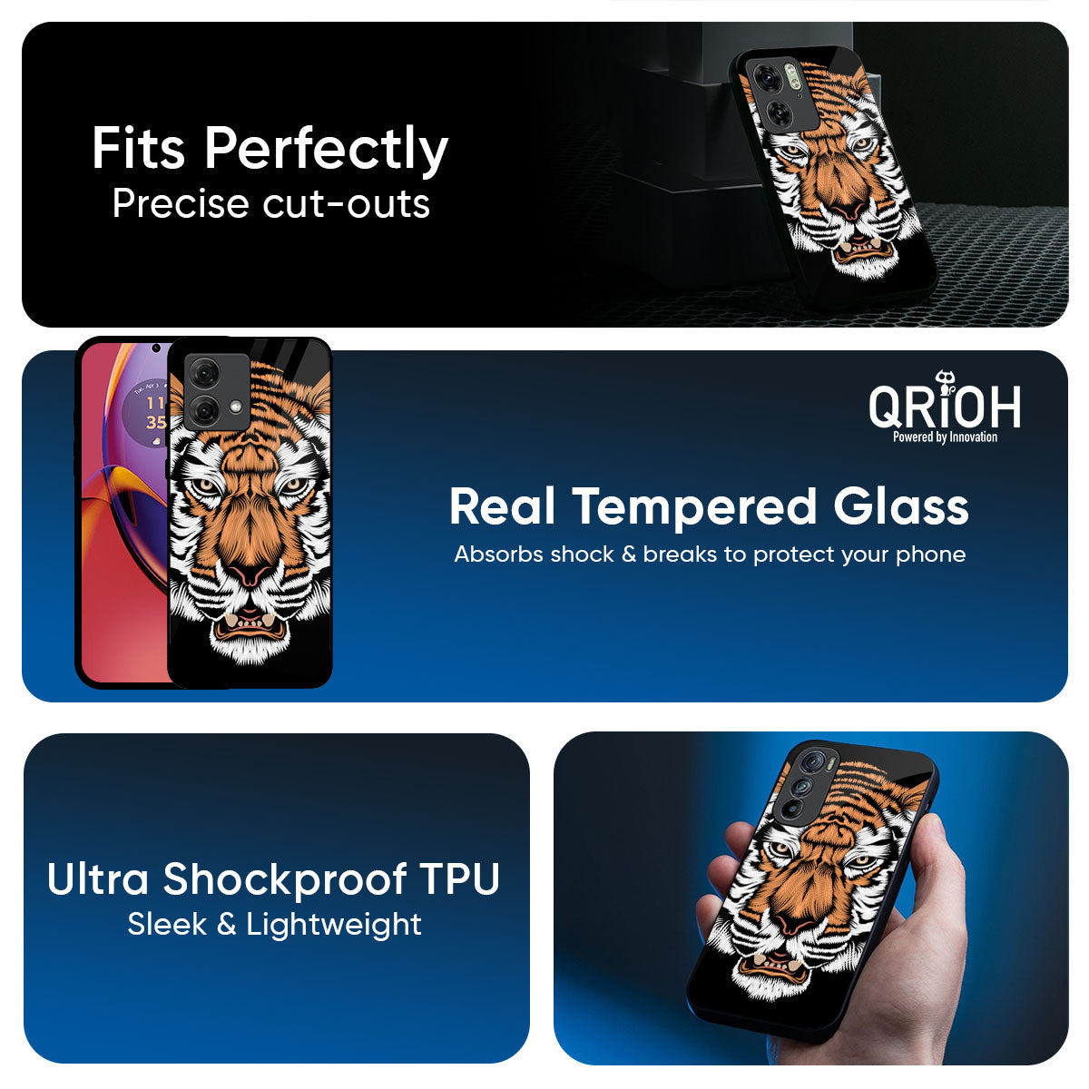 Angry Tiger Glass Case For Motorola Edge 70 5G
