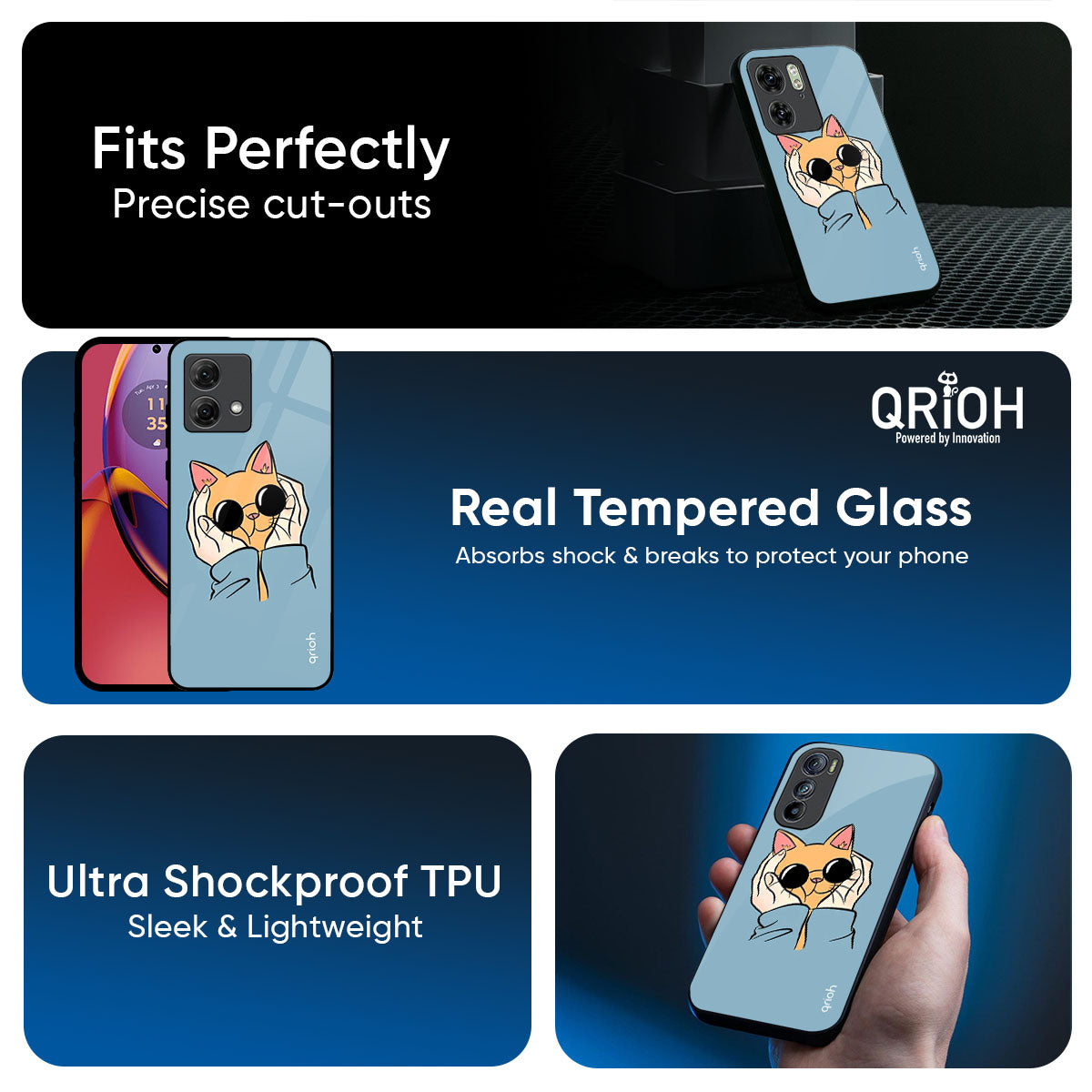 Adorable Cute Kitty Glass Case For Motorola Edge 70 Fusion 5G