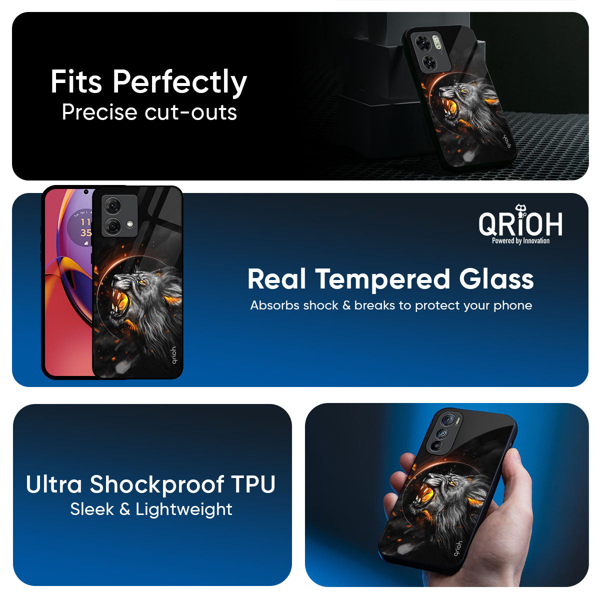 Aggressive Lion Glass Case for Motorola Edge 60 Fusion 5G