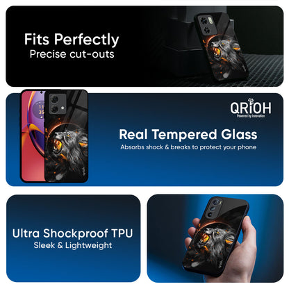 Aggressive Lion Glass Case for Motorola Edge 50 Fusion 5G