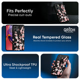 Black Cherry Blossom Glass Case for Motorola Edge G57 Power